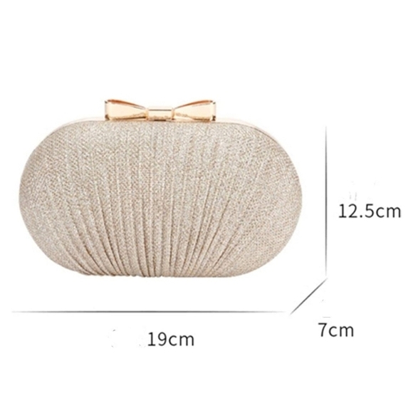 Luxury Glitter Evening Clutch gold Bag -purse Elegant Shell Design for woman - Picture 3 of 6